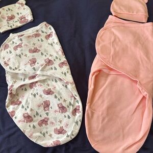 Baby Swaddle Set in Pink and Patterned Design